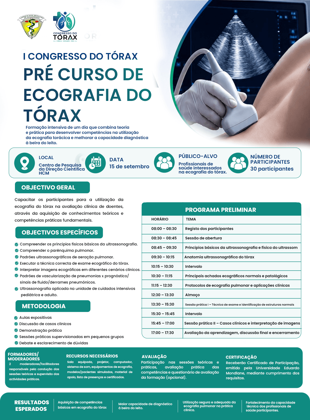 Flyer do curso — Ecografia Torácica