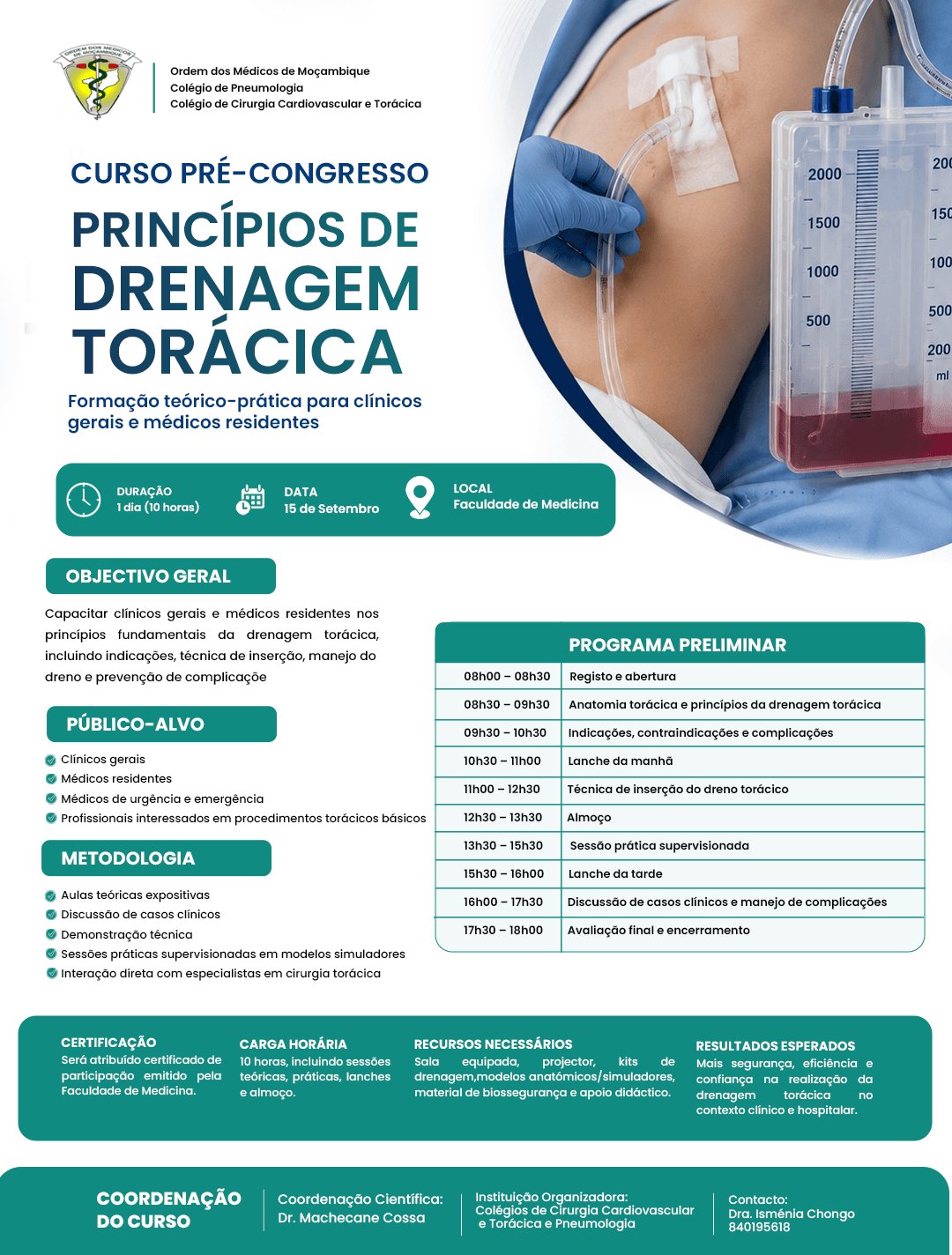 Flyer do curso — Princípio de Drenagem Torácica